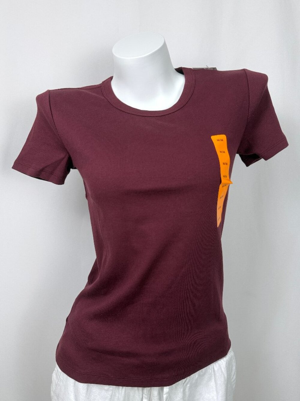 🔥4 for $20🔥 George Womens Ribbed Short Sleeve T-Shirt Burgundy M L XL XXL